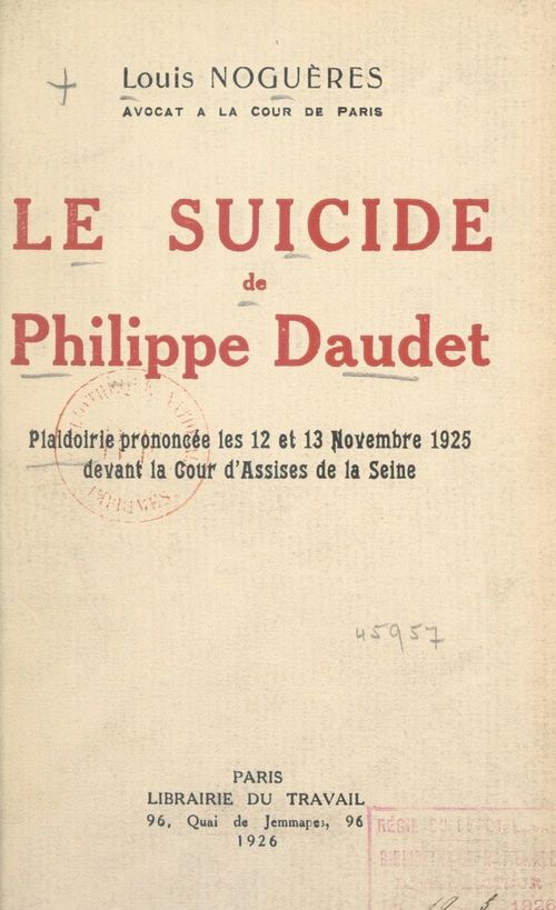 Couverture ebook de Le suicide de Philippe Daudet, de Louis Nogueres