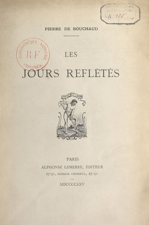 ebook cover of Les jours reflétés, by Pierre De Bouchaud