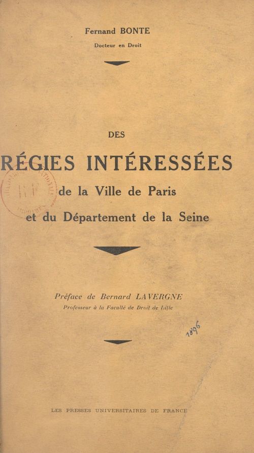 ebook cover of Les régies intéressées de la ville de Paris et du département de la Seine, by Fernand Bonte