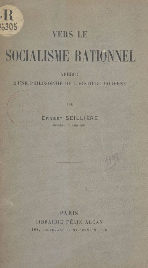 ebook cover of Vers le socialisme rationnel, by Ernest Seilliere
