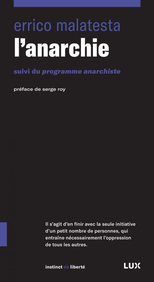 Couverture ebook de L'anarchie, de Errico Malatesta