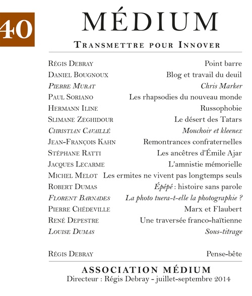 Couverture ebook de Médium n°40, juillet-septembre 2014, de Collectif