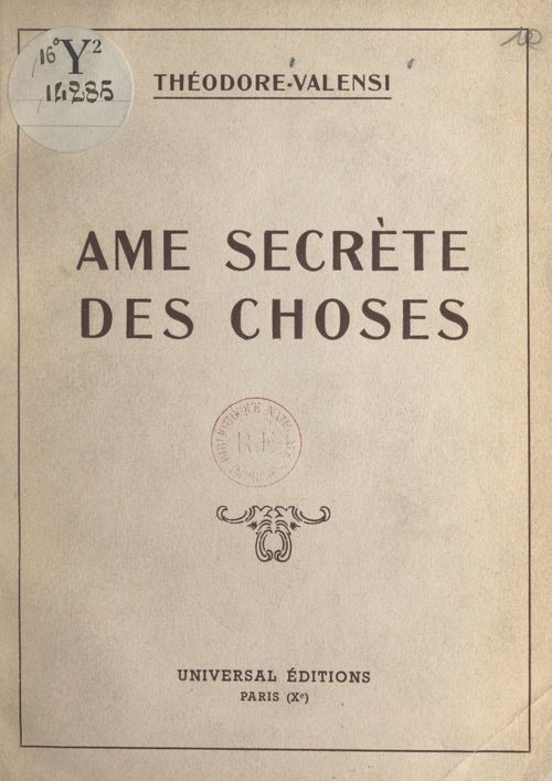 Couverture ebook de Âme secrète des choses, de Theodore Valensi