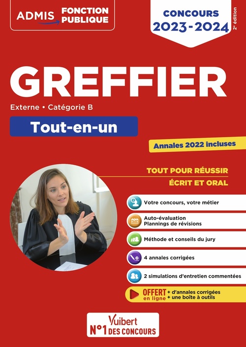 Couverture ebook de Concours Greffier - Catégorie B - Tout-en-un - Annales 2022 offertes, de Mohamed Nehal, Audrey Pouplin
