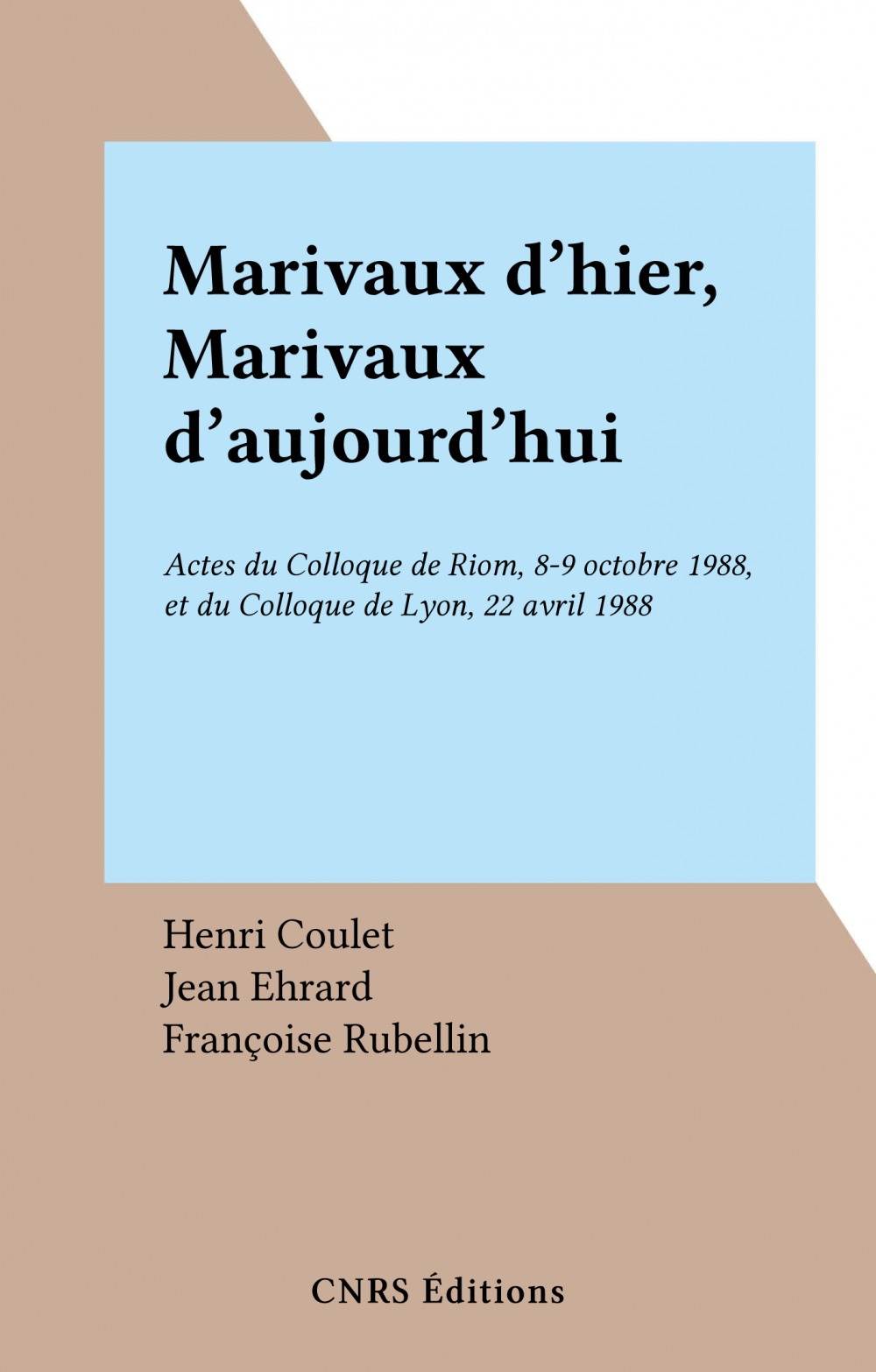 Couverture ebook de Marivaux d'hier, Marivaux d'aujourd'hui, de Henri Coulet