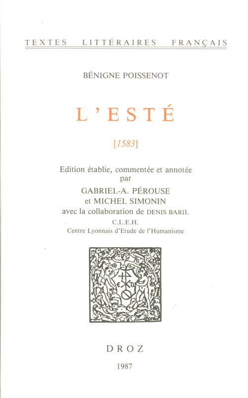 ebook cover of L'Esté (1583), by Poissenot B Nigne