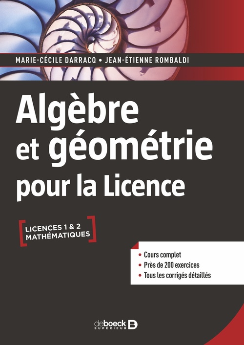 ebook cover of Algèbre et géométrie pour la Licence, by Marie-Cécile Darracq, Jean-Étienne Rombaldi