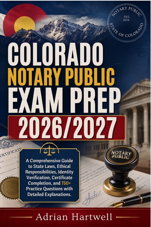 Couverture ebook de COLORADO NOTARY PUBLIC  EXAM PREP 2026/2027, de Adrian Hartwell