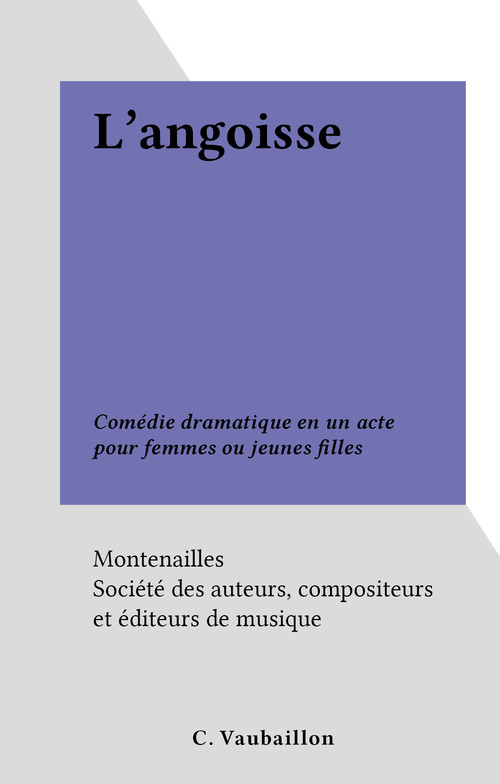 ebook cover of L'angoisse, by Montenailles