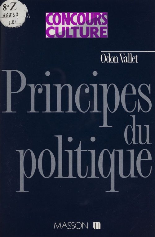 ebook cover of Principes du politique, genèse du droit, origines du pouvoir, by Odon Vallet