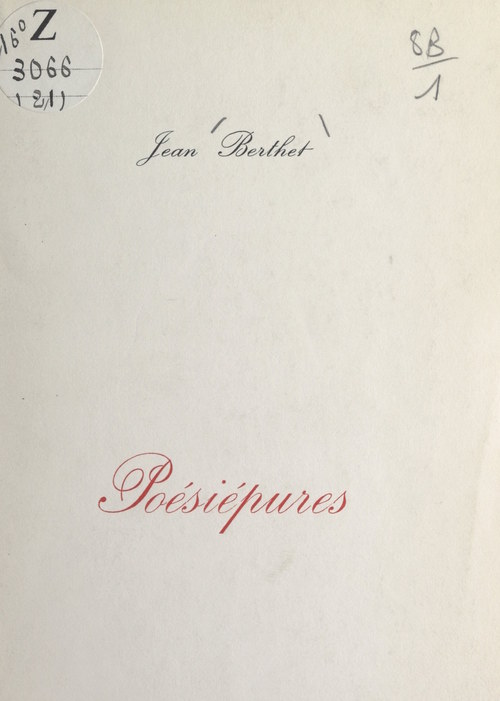 Couverture ebook de Poésiépures, 1955-1966, de Jean Berthet