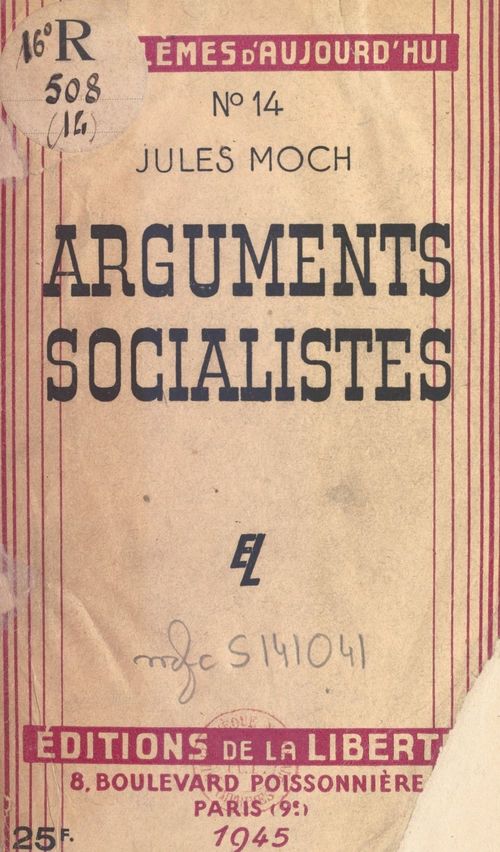 ebook cover of Arguments socialistes, by Jules Moch