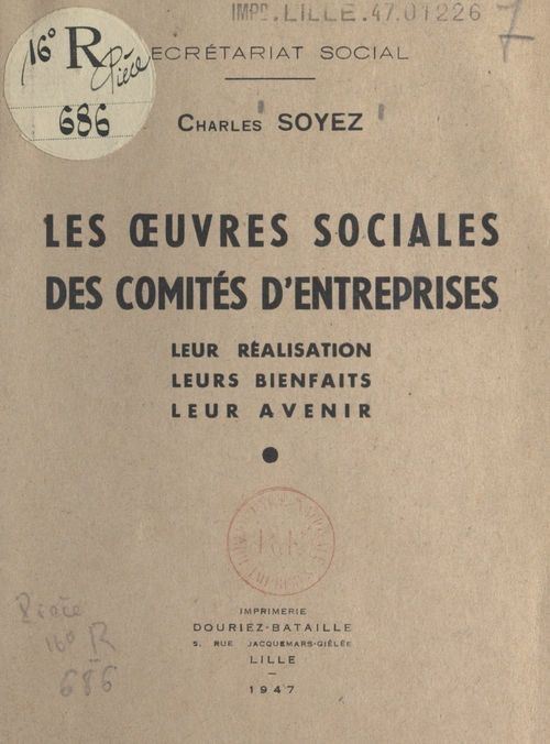 Couverture ebook de Les oeuvres sociales des comités d'entreprises, de Charles Soyez