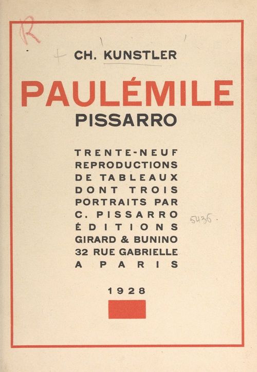 Couverture ebook de Paul-Émile Pissarro, de Charles Kunstler