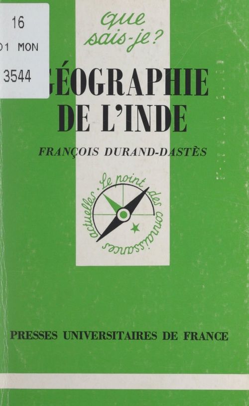 Couverture ebook de Géographie de l'Inde, de Francois Durand-Dastes