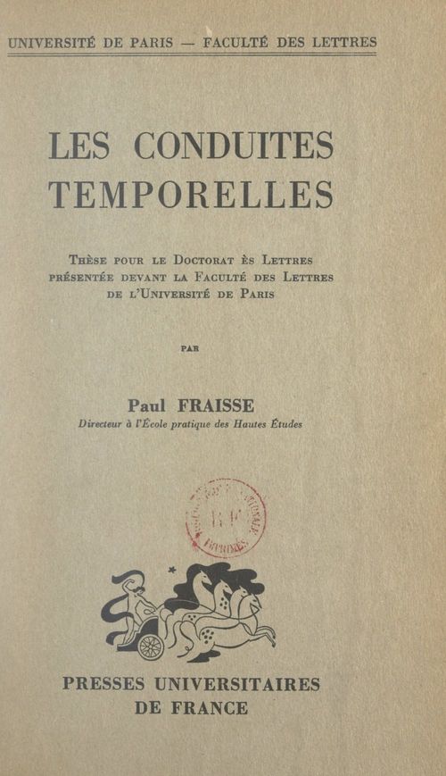ebook cover of Les conduites temporelles, by Paul Fraisse