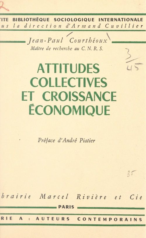 Couverture ebook de Attitudes collectives et croissance économique, de Jean-Paul Courtheoux