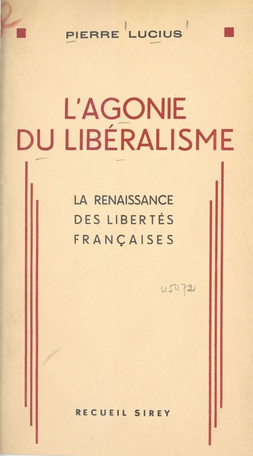 Couverture ebook de L'agonie du libéralisme, de Pierre Lucius