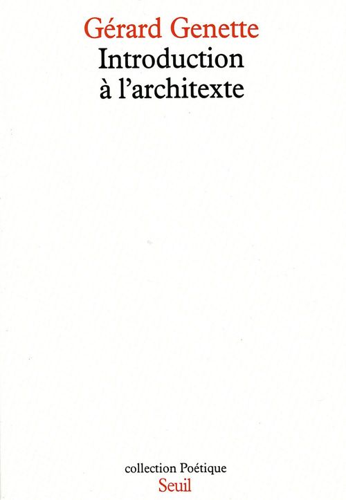 Couverture ebook de Introduction à l'architexte, de Genette Gerard