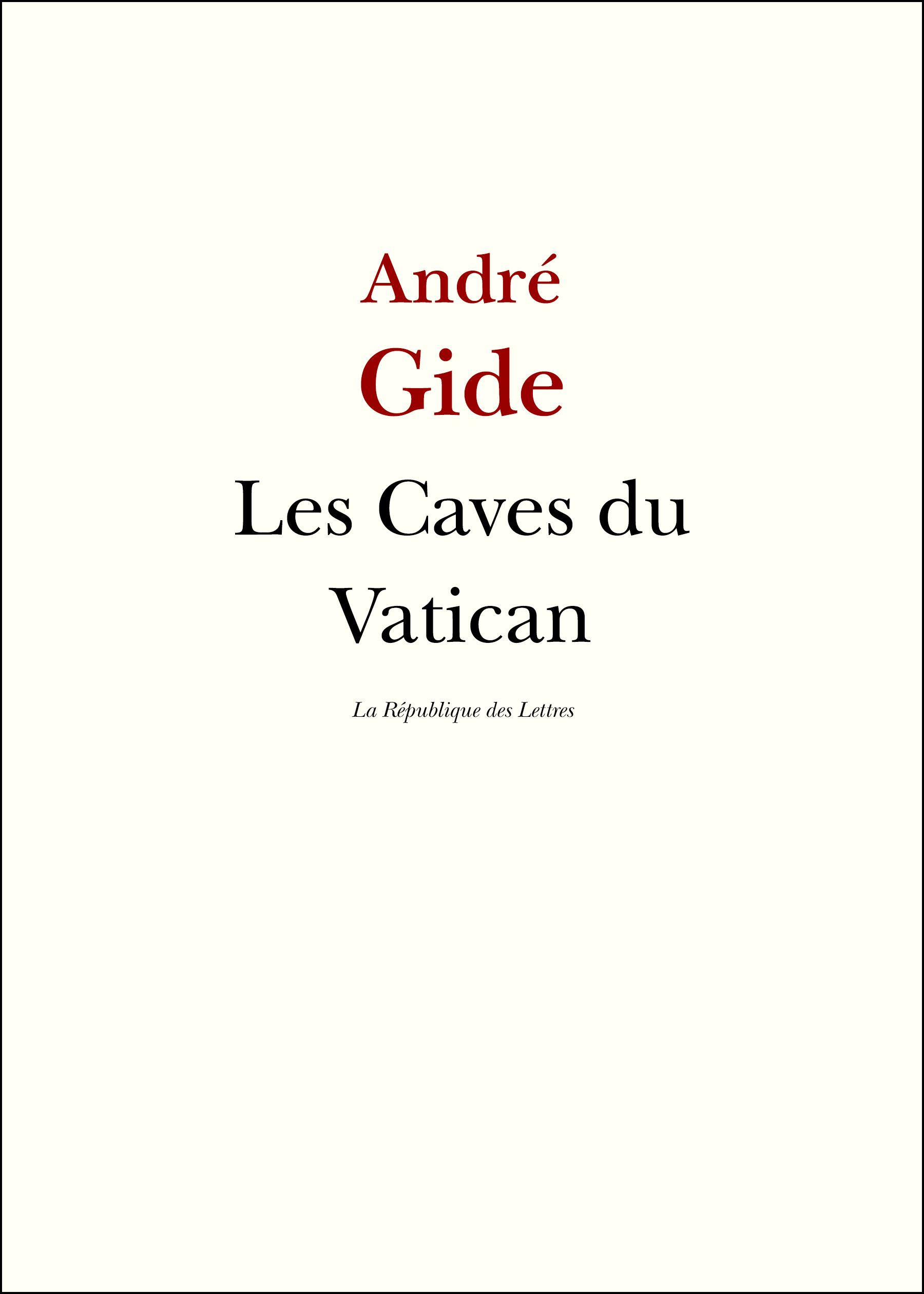 Couverture ebook de Les Caves du Vatican, de André Gide