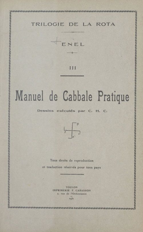 Couverture ebook de Trilogie de la Rota (3). Manuel de cabbale pratique, de Enel