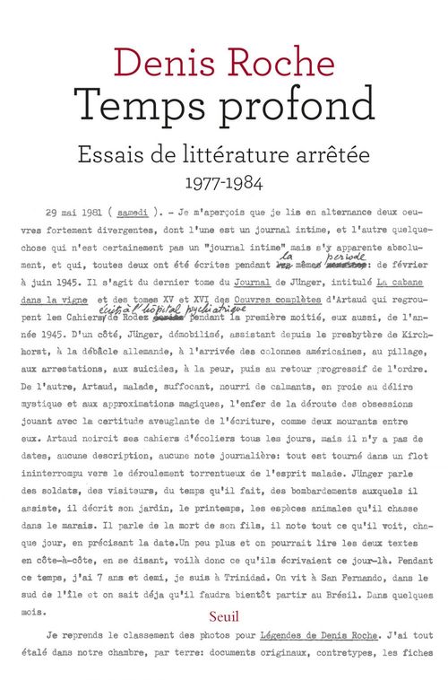 Couverture ebook de Temps profond - Essais de littérature arrêtée 1977-1984, de Denis Roche