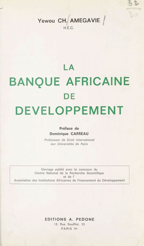 Couverture ebook de La Banque africaine de développement, de Yewow Charles Amegavie