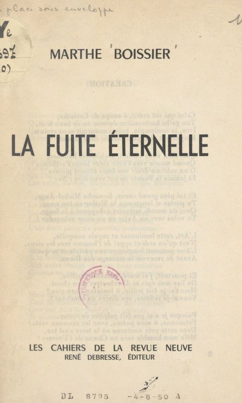 ebook cover of La fuite éternelle, by Marthe Boissier