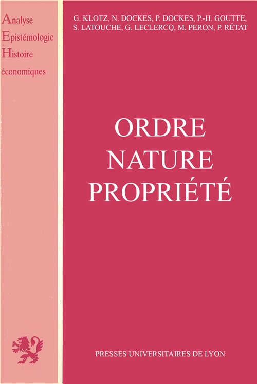Couverture ebook de Ordre, nature, propriété, de