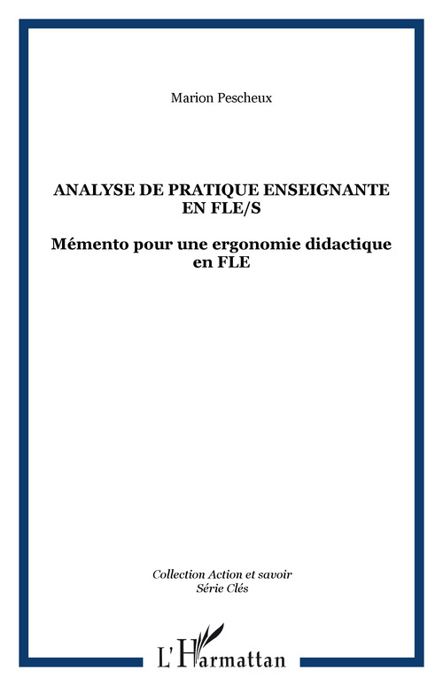 Couverture ebook de Analyse de pratique enseignante en FLE/S, de Marion Pescheux