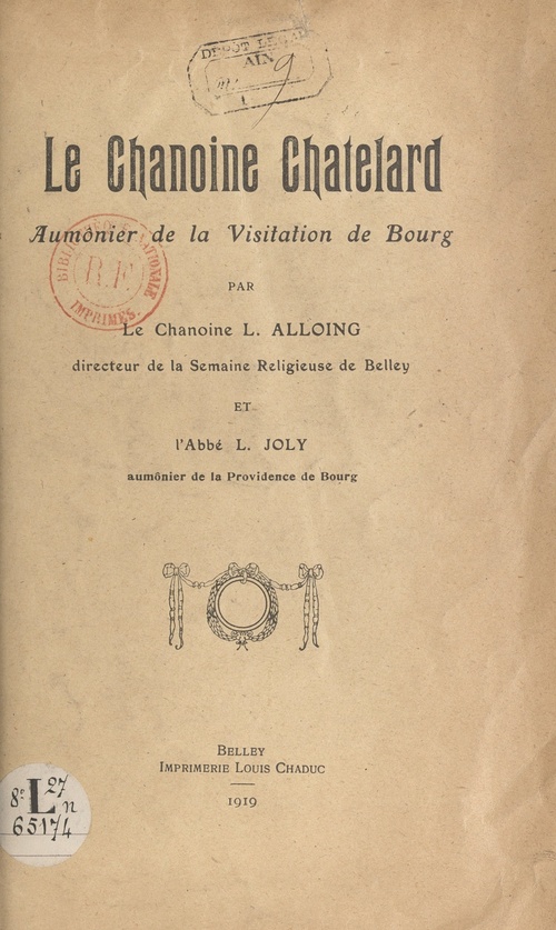 ebook cover of Le chanoine Chatelard, by Leon Joly, Louis Alloing