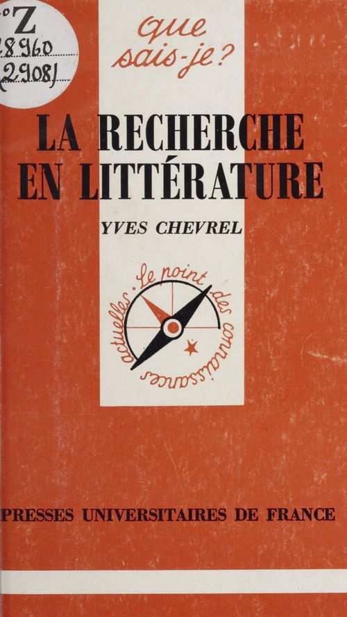 Couverture ebook de La recherche en littérature, de Yves Chevrel