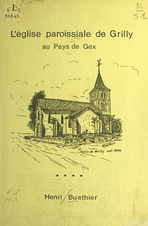 Couverture ebook de L'église paroissiale de Grilly, de Henri Buathier