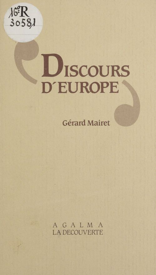 ebook cover of Discours d'Europe ou Souveraineté, citoyenneté et démocratie, by Gérard Mairet