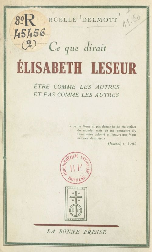 Couverture ebook de Ce que dirait Élisabeth Leseur, de Marcelle Delmott