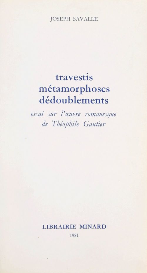 Couverture ebook de Travestis, métamorphoses, dédoublements, de Joseph Savalle