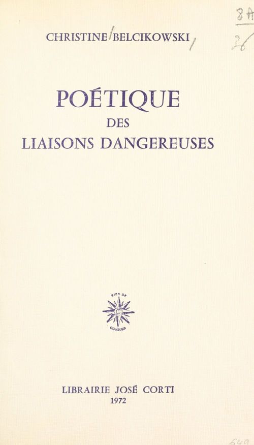 Couverture ebook de Poétique des Liaisons dangereuses, de Christine Belcikowski