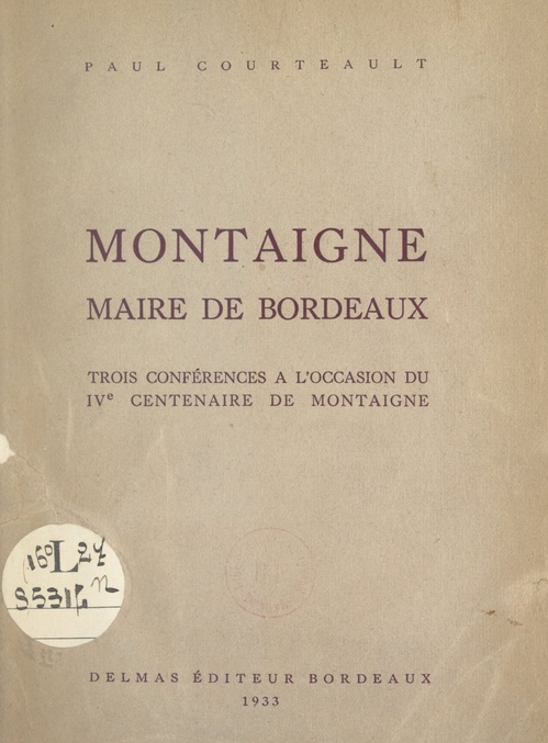 Couverture ebook de Montaigne, maire de Bordeaux, de Paul Courteault