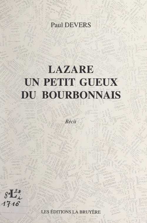 Couverture ebook de Lazare, un petit gueux du Bourbonnais, de Paul Devers