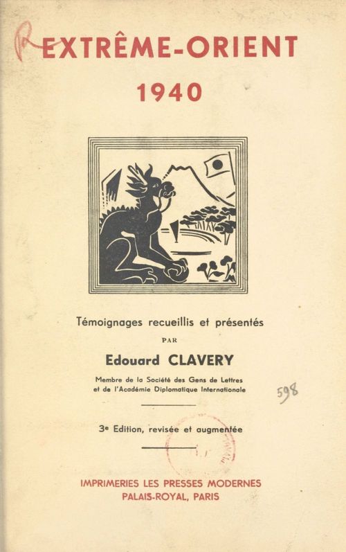 ebook cover of Extrême-Orient, 1940, by Edouard Clavery