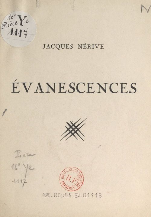 Couverture ebook de Évanescences, de Jacques Nerive