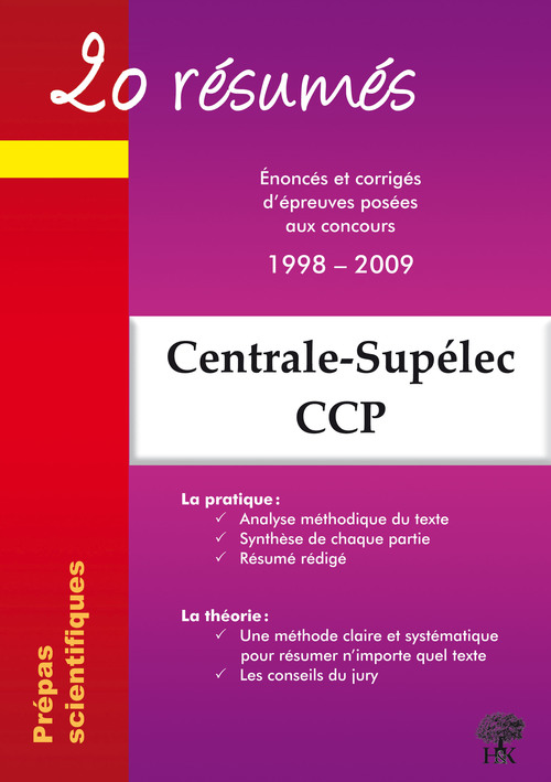 ebook cover of 20 résumés - Enoncés et corrigés de sujets posés aux concours Centrale-Supélec, Concours Commun Polytechniques Banque PT, by Céline Bohnert, Natalia Leclerc