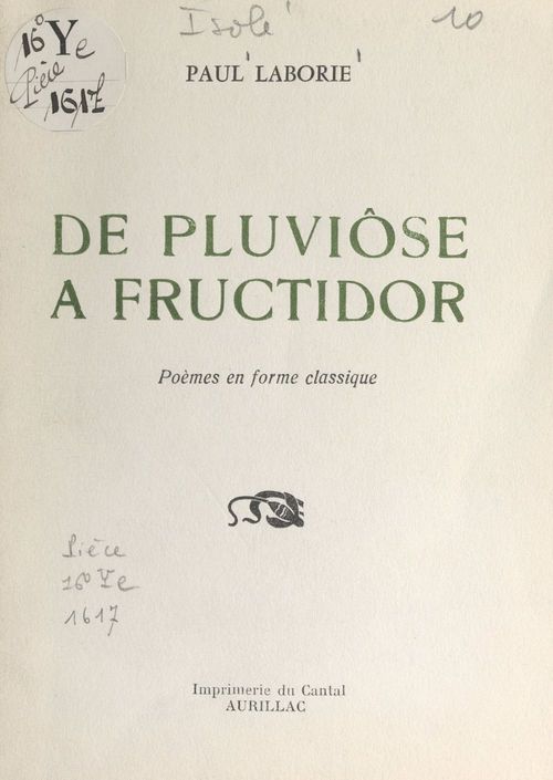 ebook cover of De pluviôse à fructidor, by Paul Laborie