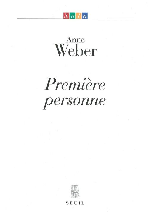 Couverture ebook de Première Personne, de Anne Weber