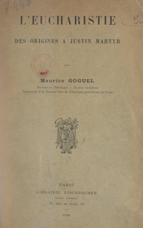 Couverture ebook de L'eucharistie, de Maurice Goguel