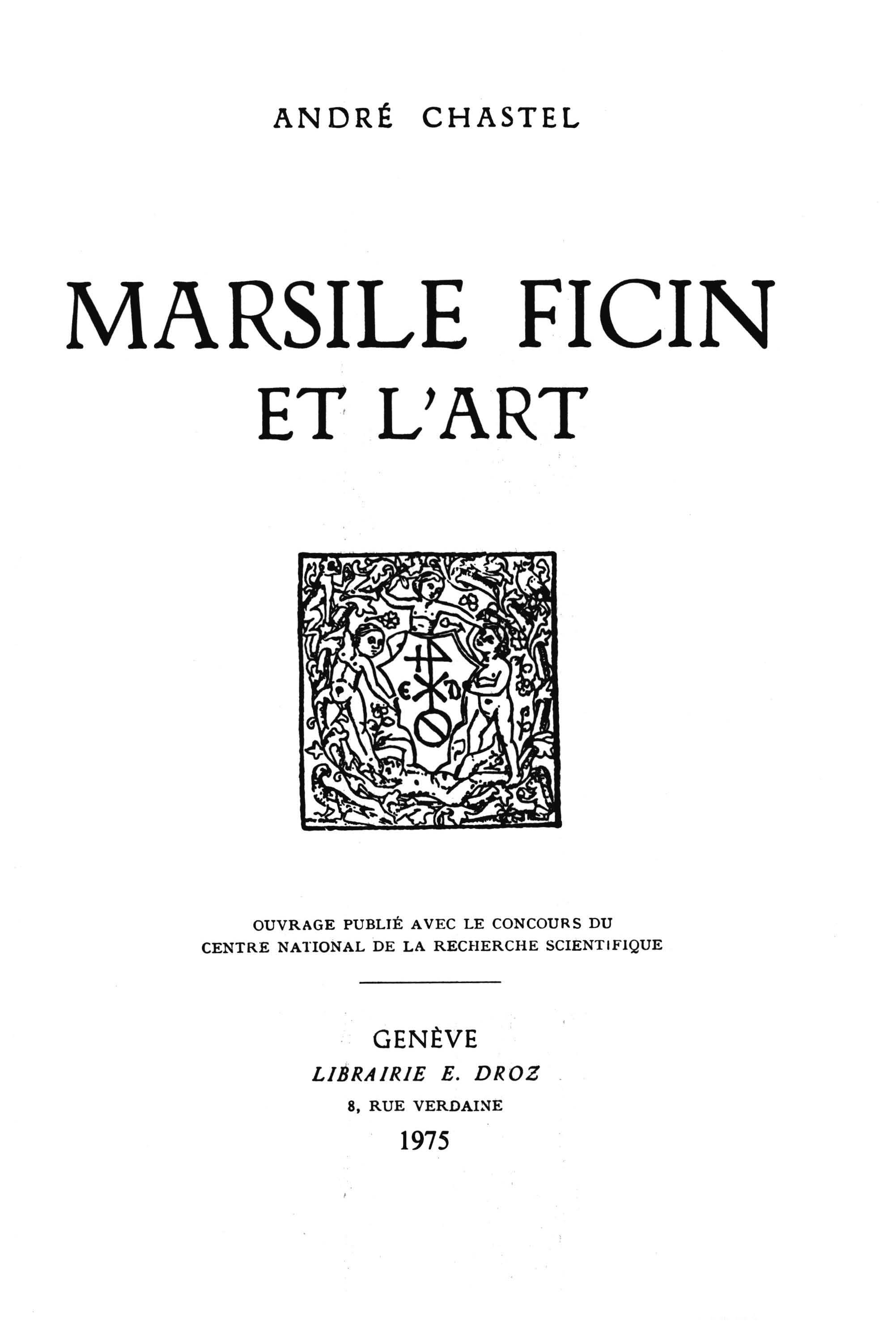 Couverture ebook de Marsile Ficin et l´art, de Chastel Andr