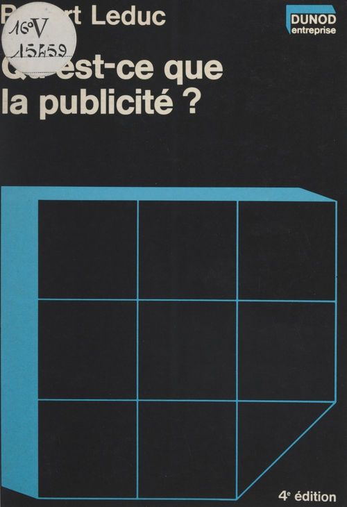 Couverture ebook de Qu'est-ce que la publicité ?, de Robert Leduc
