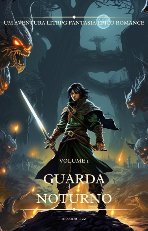 Couverture ebook de Guarda Noturno:Um Aventura LitRPG Fantasia Épico Romance (Volume 1), de Aessior Tizz