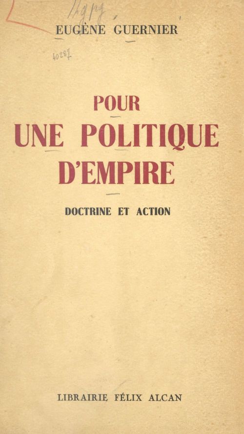 Couverture ebook de Pour une politique d'empire, de Eugene Guernier