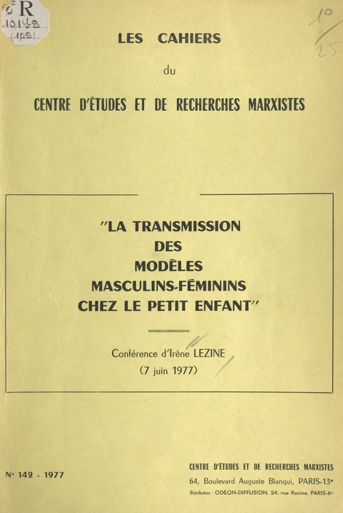 ebook cover of La transmission des modèles masculins-féminins chez le petit enfant (7 juin 1977), by Irene Lezine